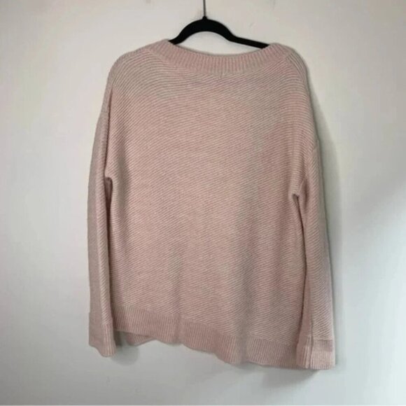 Zara Women's Sweater Chevron Knit V-neck Asymmetrical Hem Long Sleeve Pink S - Picture 16 of 16